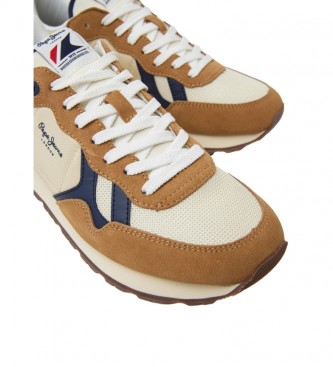 Pepe Jeans Combined leather trainers Brit brown
