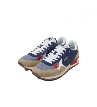 Pepe Jeans Brit Man Combination Leather Sneakers Marine
