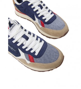Pepe Jeans Sneakers combinate in pelle Brit Man Navy