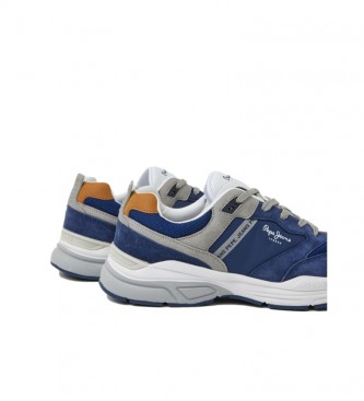 Pepe Jeans Baskets en cuir Combined Dave Urban bleu