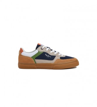 Pepe Jeans Combined leather trainers Kenton brown