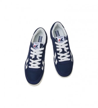 Pepe Jeans Kore Vintage Navy Combinatie Leren Sneakers