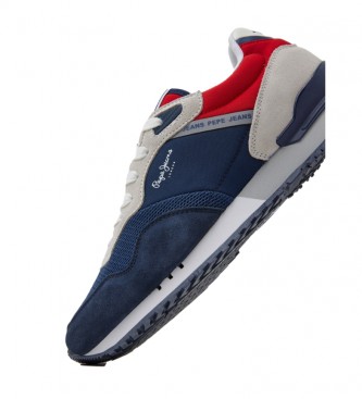 Pepe Jeans London One navy combination leather trainers