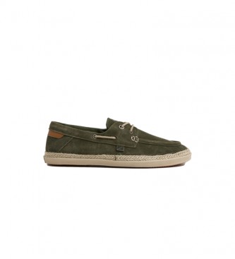 Pepe Jeans Green leather boat shoes