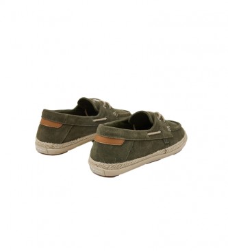 Pepe Jeans Green leather boat shoes