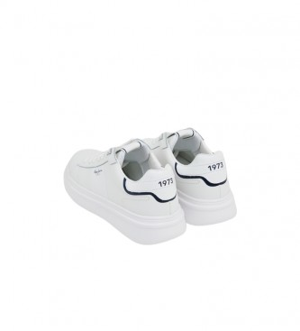 Pepe Jeans Eaton Del usnjenih čevljev bele barve