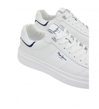 Pepe Jeans Eaton Del usnjenih čevljev bele barve