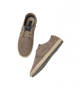 Pepe Jeans Baskets en cuir taupe Tourist Claic