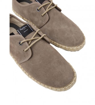 Pepe Jeans Baskets en cuir taupe Tourist Claic