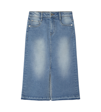 Pepe Jeans Falda midi en tejido denim elstico y flexible azul