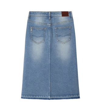 Pepe Jeans Falda midi en tejido denim elstico y flexible azul