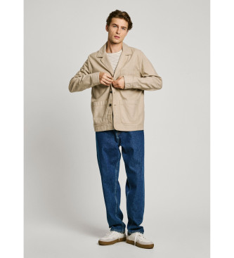 Pepe Jeans Beżowa bluza overshirt Aedus