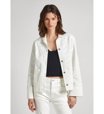 Pepe Jeans Giacca in denim bianco Anny Anglaise
