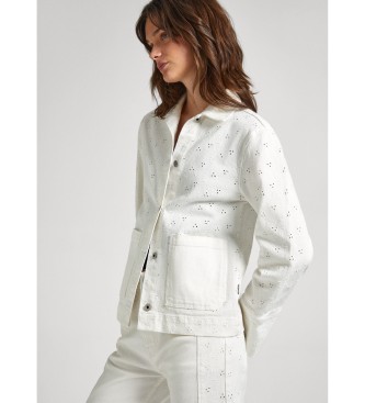 Pepe Jeans Giacca in denim bianco Anny Anglaise