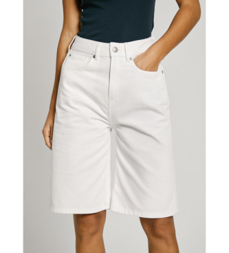 Pepe Jeans Bermudashorts i vit styv denim