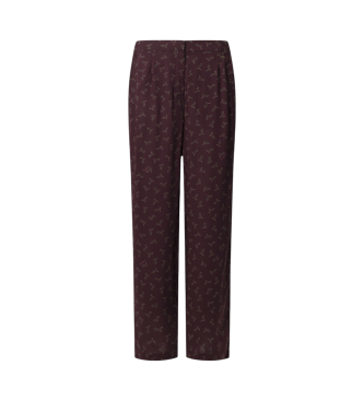 Pepe Jeans Pantalon droit en tissu fluide Brianda de couleur bordeaux