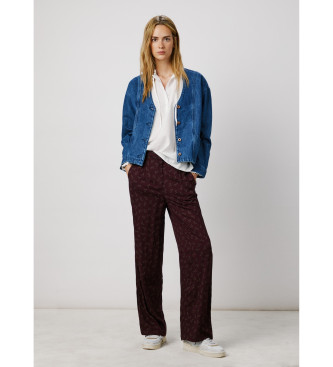 Pepe Jeans Pantaln recto en tejido fluido Brianda burdeos