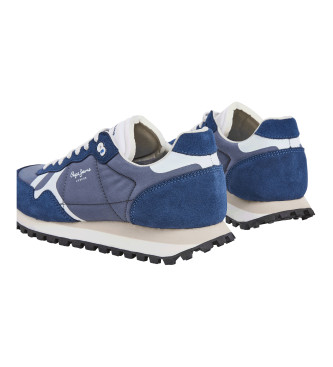 Pepe Jeans Brit-On Print Leather Sneakers navy