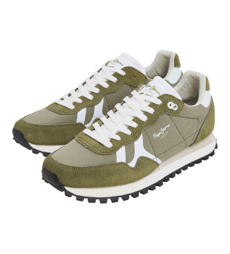 Pepe Jeans Brit-On Print Leather Sneakers green