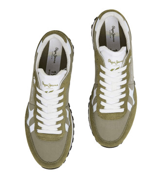 Pepe Jeans Brit-On Print Leather Sneakers green