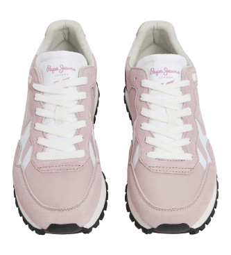 Pepe Jeans Leren sneakers met Brit-On print roze
