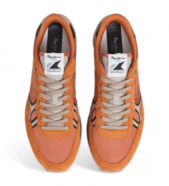 Pepe Jeans Brit Fun oranje leren schoenen