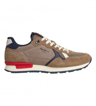 Pepe Jeans Brit Heritage M Leren Sneakers bruin