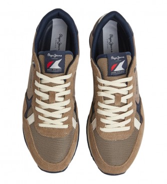 Pepe Jeans Brit Heritage M Leren Sneakers bruin