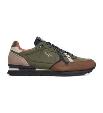 Pepe Jeans Chaussures en cuir vert Brit Road