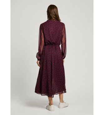 Pepe Jeans Vestido Britt midi cor de vinho