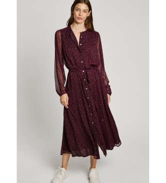 Pepe Jeans Vestido Britt midi cor de vinho