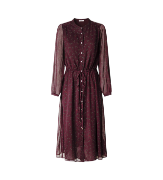 Pepe Jeans Vestido Britt midi cor de vinho