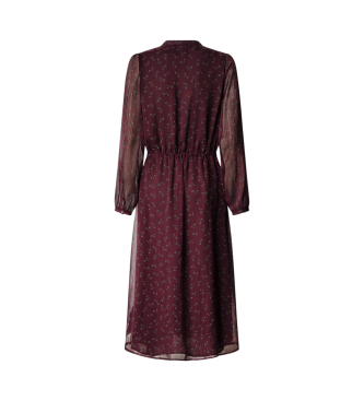 Pepe Jeans Vestido Britt midi cor de vinho