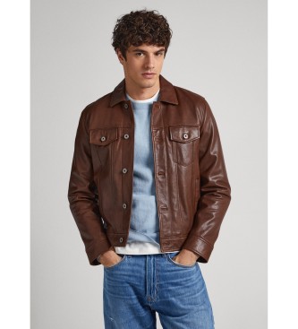 Pepe Jeans Giacca in pelle marrone Brooks