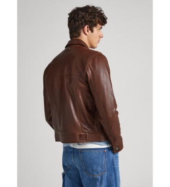 Pepe Jeans Brooks brown leather jacket