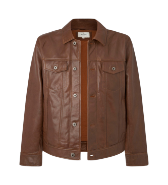 Pepe Jeans Giacca in pelle marrone Brooks