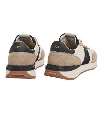 Pepe Jeans Buster Tape beige leather slippers