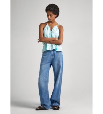 Pepe Jeans V-neck top with turquoise straps