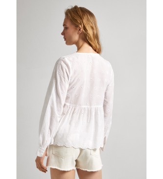 Pepe Jeans Blouse With Openwork Details white
