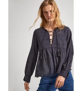 Pepe Jeans Blouse With Openwork Details grey