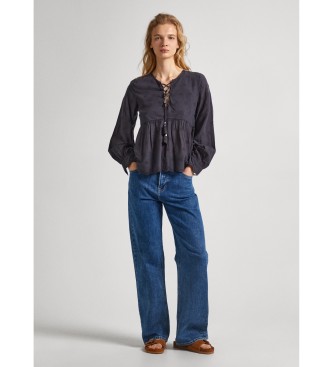 Pepe Jeans Bluse mit durchbrochenen Details grau