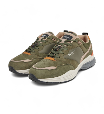 Pepe Jeans Dave Sider Green Leather Sneakers