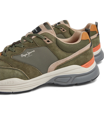 Pepe Jeans Dave Sider Green Leather Sneakers