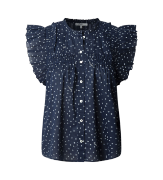 Pepe Jeans Blusa em tecido voile de algodo Dialla azul-marinho