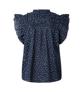 Pepe Jeans Blusa em tecido voile de algodo Dialla azul-marinho