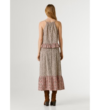 Pepe Jeans Poplin halter neck blouse beige