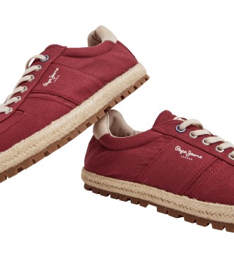 Pepe Jeans Leder-Turnschuhe Drenan Sportlich rot