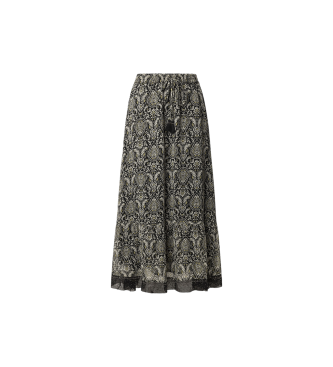 Pepe Jeans Midi skirt in black Earn chiffon fabric