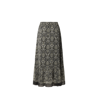 Pepe Jeans Midi skirt in black Earn chiffon fabric