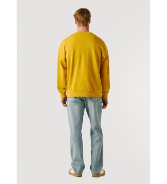 Pepe Jeans Felpa color senape con piccolo logo Geo